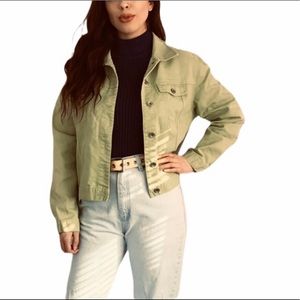 Vintage Nancy Bolen Green Button Denim Jean Jacket